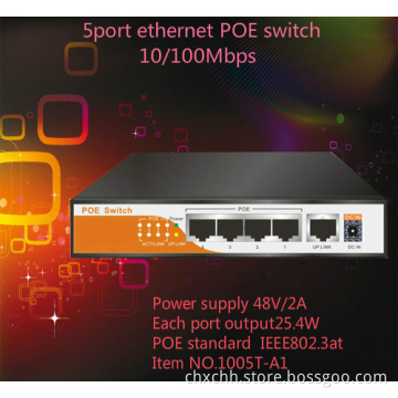 Cheap new stock 4 port poe switch power supply 48V ieee802.3at with uplink switch ethernet wall switch